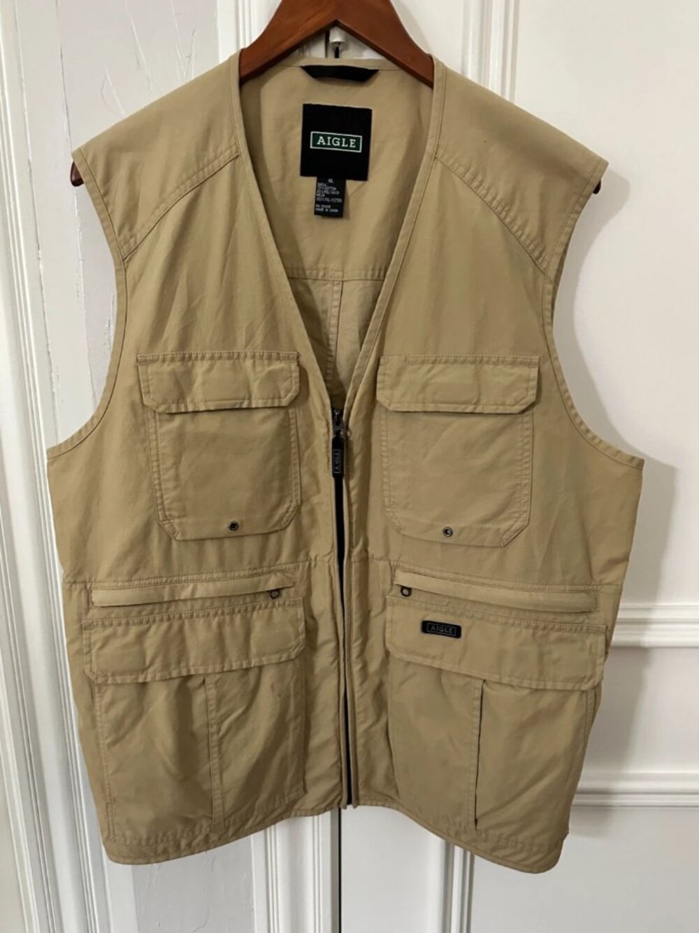 Aigle Men's XL Khaki Multi-Pocket Fishing Style Outdoor Utility Vest Gorpcore